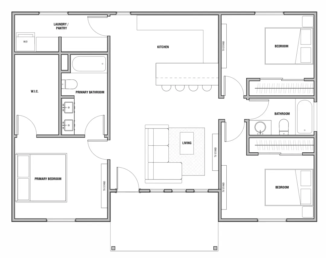 Crestline ADU Floor Plan - 3 Bedroom, 2 Bathroom